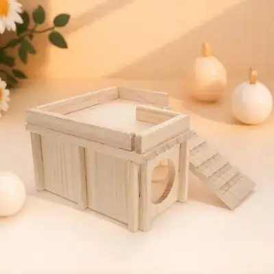 

Large Wooden Bearded Dragon Habitat Climbing Ramp Basking Platform Hideout Reptile Shelter for Cage Accessories