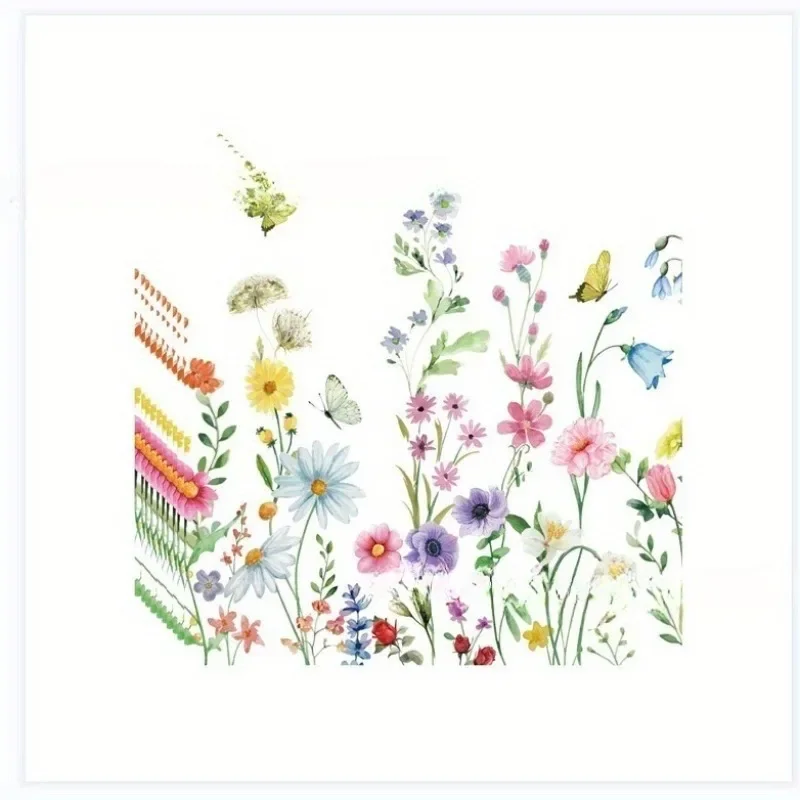 المناديل القابل للتصرف ديزي الأوكالبتوس الخزامى الأزهار يترك فراشة مربع الأنسجة لطاولة حفلات الشاي العالية إعداد ديكور