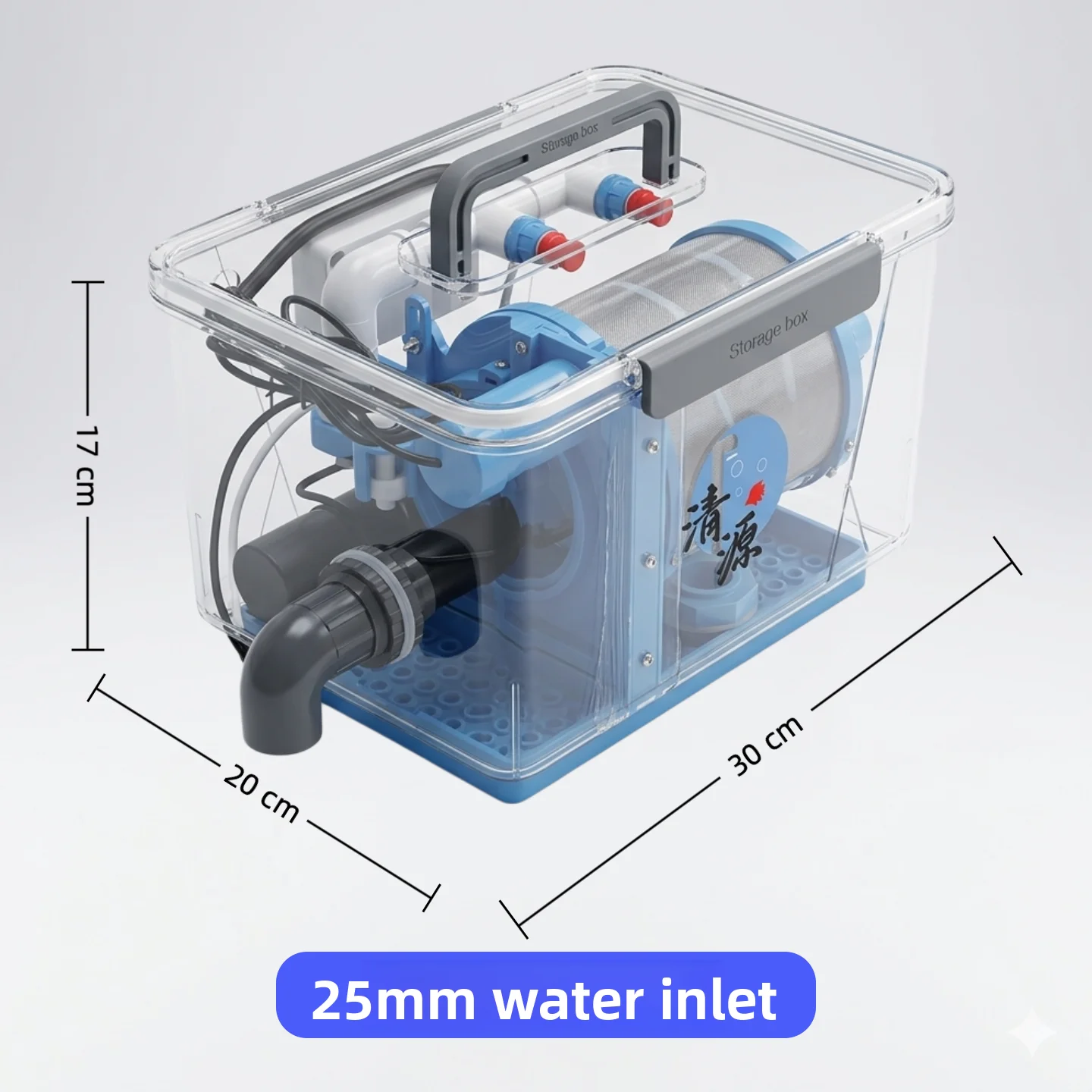 W5-fully automatic backwash filter fish pond fish tank rotary drum microfiltration machine 200 mesh filter screen gray 5000l/h