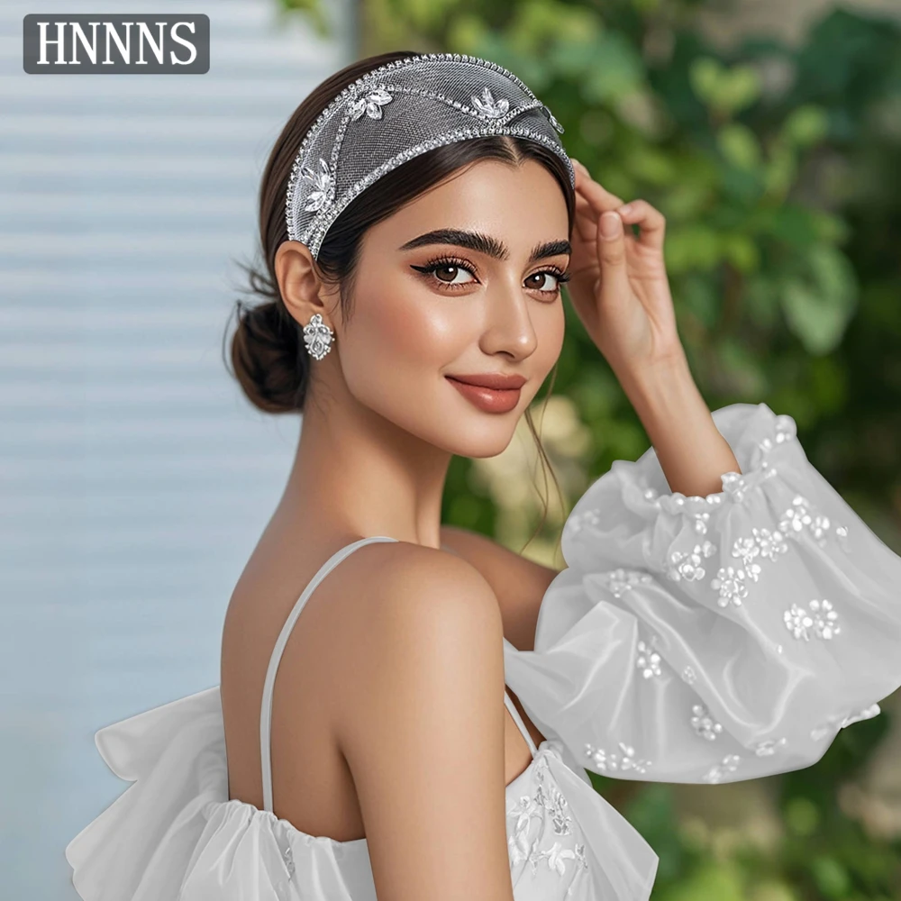 TOPQUEEN اليدوية الدانتيل مخرمة الأبيض حجر الراين غطاء الرأس الزفاف مناسبة لحفل الزفاف اليومي يؤرخ السيدة هيرباند YXA05