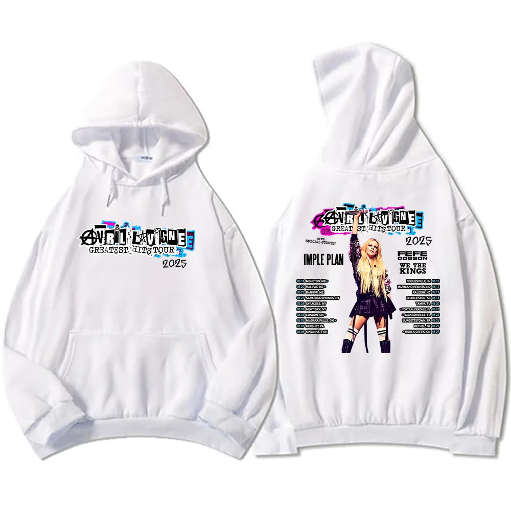 أفريل لافين أعظم الزيارات 2025 جولة هوديس الشتاء الرجال/النساء بلوزات لينة سوداديراس الهيب هوب الاسلوب المناسب البلوفرات طباعة