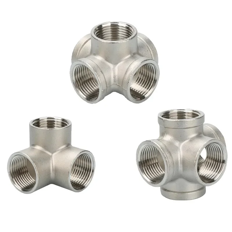 1Pcs 304 Stainless Steel Female Threaded Five-Way DN15 Internal Thread 5-Way Pipe Fitting 1/2