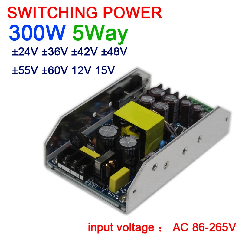 Imagem -02 - Amplificador de Potência de Tensão Negativa Positiva Potência de Comutação 5-way 300w ca para dc 110v 220v 12v 15v 24v 36v 42v 48v 55v 60v