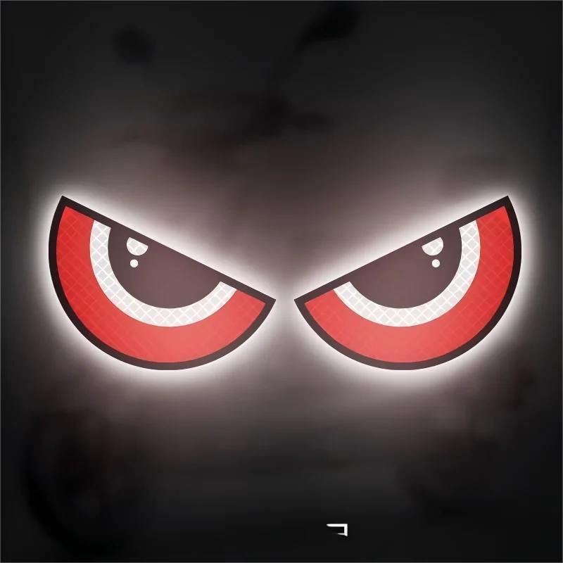 2D Flat Reflective Demon Eyes Sticker, Cool Funny Expression Decal, Multi‑Purpose Vinyl Decoration Sticker for Vehicles, Laptops