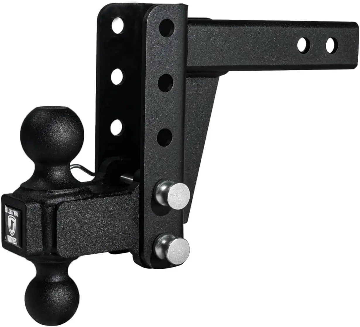 

2.0" Adjustable Medium Duty Trailer Hitch (14,000 lb. Rating) - 4" Drop/Rise Trailer Hitch with 2" & 2-5/16" Dual Ball - Powder