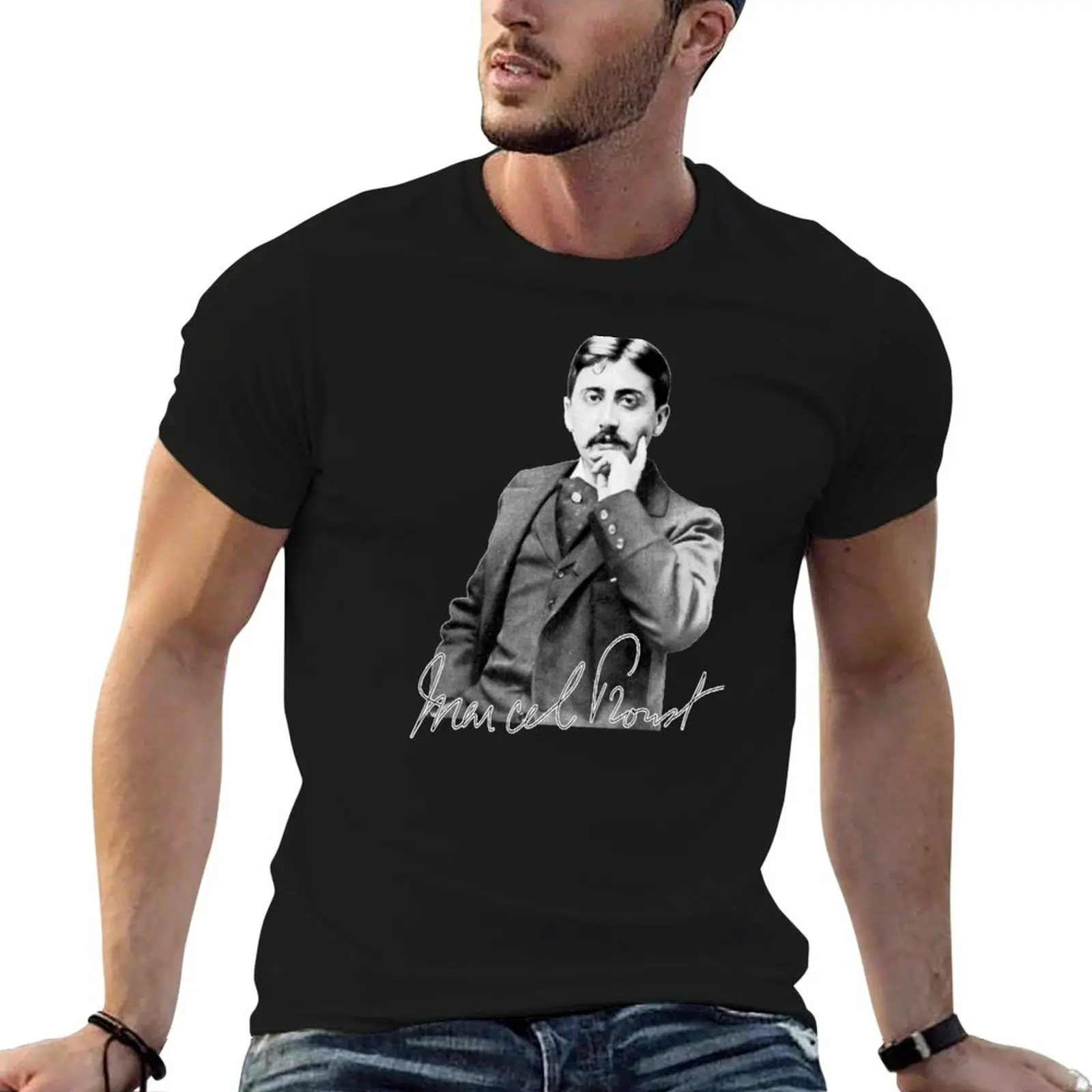 Camiseta con la firma del escritor francés Marcel Proust, camiseta de algodón para hombre, paquete de camisetas de algodón, camiseta para hombre