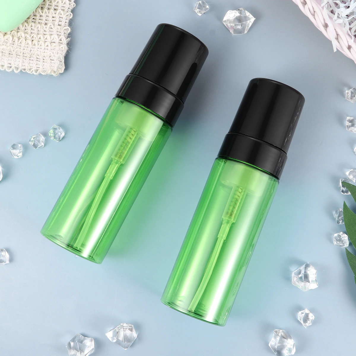 

Bottle Sparkling Liquid Pump Dispenser Portable Squeezable Green Lotion with Travel