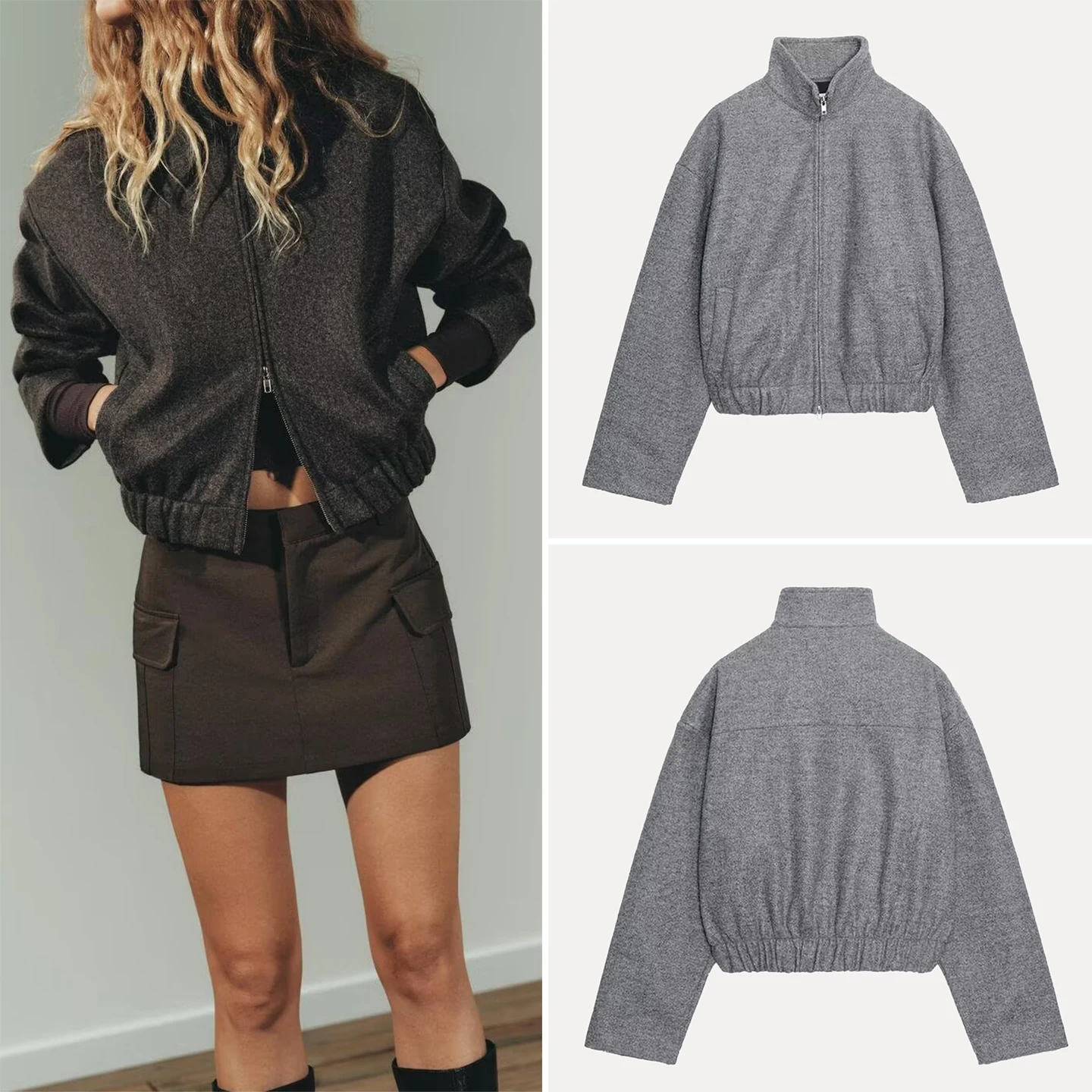 

Женская модная мягкая куртка-пилот Z Brand на осень 2025 года, с длинными рукавами, на молнии, короткая верхняя одежда