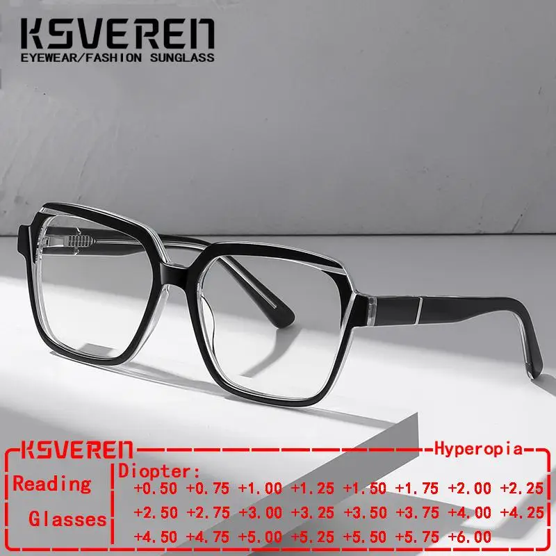 

KSVEREN Retro Square Anti Blue Light Reading Glasses Optical Eyeglasses Frames for Men Women Fashion Prescription Eyeglasses