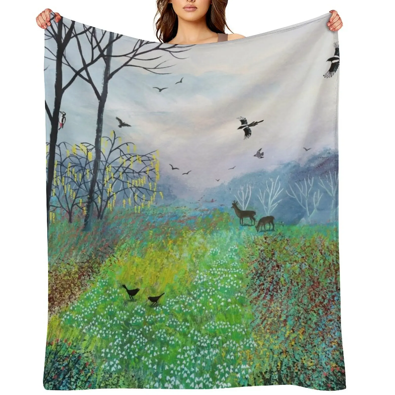 

Snowdrop Copse Throw Blanket Beach Flannel Soft Beds Giant Sofa Blankets