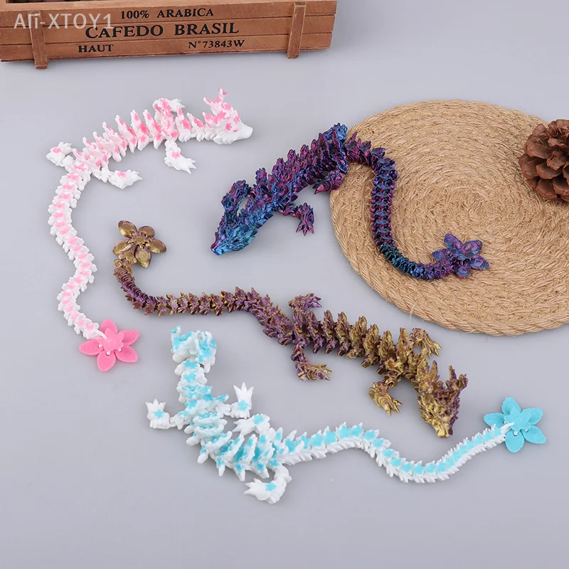 1 Piece Desktop Ornament 3D Printed Cherry Blossom Dragon Glow In The Dark Rotatable Articulated Dragons Figures Action Toy