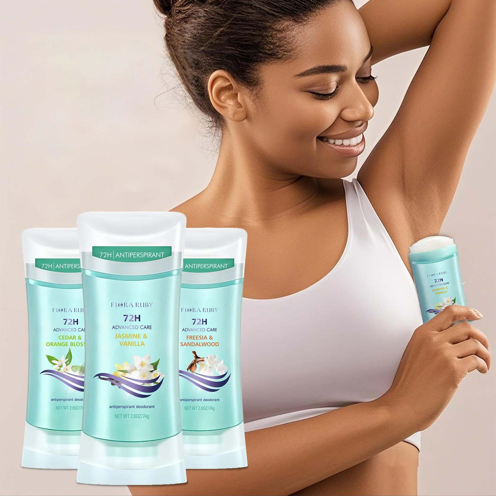 

Дезодорант-антиперспирант серии Flora Ruby Frozen, 72 часа, защита от запаха, содержащий натуральные растительные компоненты, дезодорант-карандаш