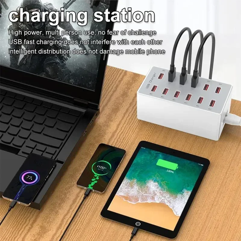 Stazione di ricarica USB caricatore da muro USB a 12 porte da 60W per più dispositivi ricarica alimentazione caricatore USB Hub blocco di ricarica