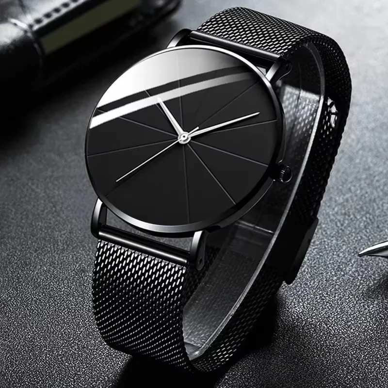 Orologi da uomo di moda minimalista Orologio da uomo d'affari di lusso Orologio da polso al quarzo con cintura in maglia di lega ultra sottile Relogio Masculino