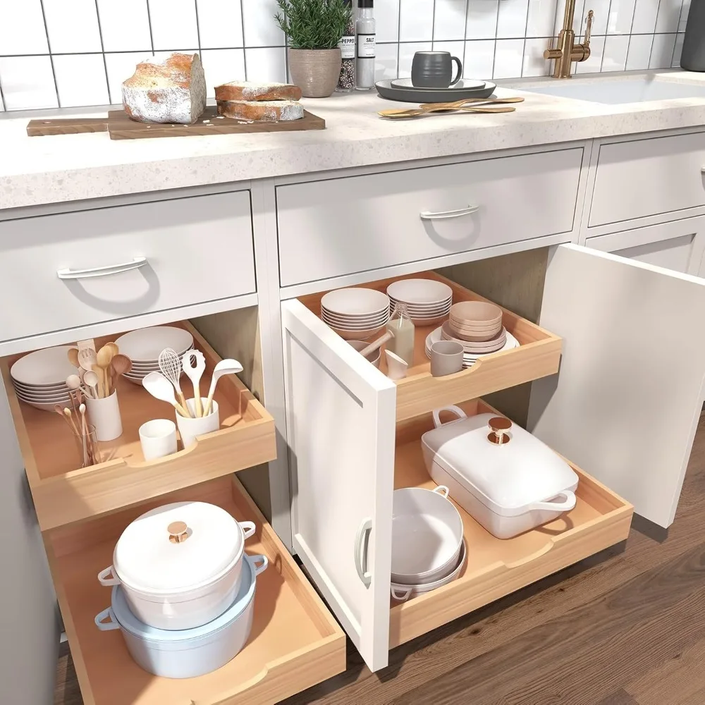 منظم درج خزانة قابل للسحب مجمع بالكامل مع شرائح إغلاق ناعمة سهلة التركيب بنفسك 21 وات × 21 دي