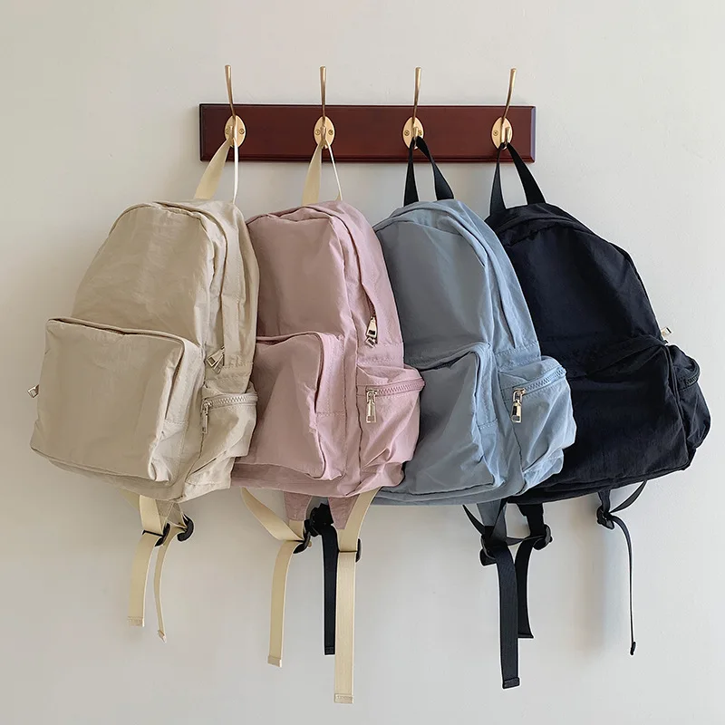 

Рюкзак 2026 большой вместимости в стиле Харадзюку, однотонный и простой школьный рюкзак из нейлоновой ткани, повседневный