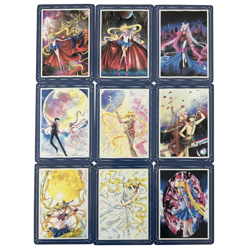 

9pcs/set Sailor Moon Tsukino Usagi Hino Rei Kino Makoto DIY self-made Color Flash Card Anime Game Collection Card Gift 63*88mm