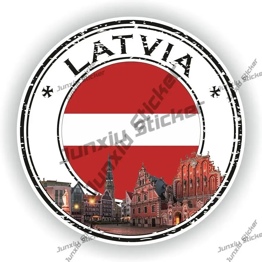 Latvia Seal Sticker Coat of Arms of Latvia Seal Round Flag Decal for Car SUV Laptop Book Fridge Guitar Motorcycle Helmet PVC