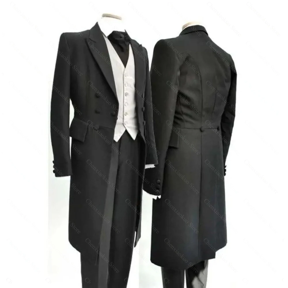 Costumes pour hommes noir mode mariage manteau marié Chic pic revers Double boutonnage costume mascu