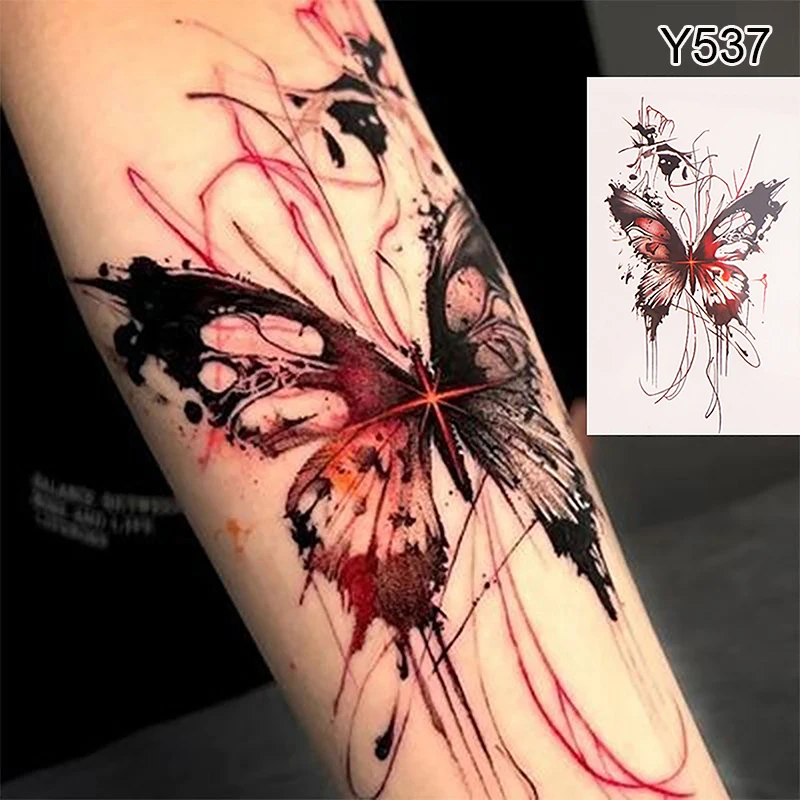 1 Sheet Waterproof Temporary Tattoo Sticker Beauty Butterfly Rose For Women 3D Flash Body Arm Art Washable Fake Tattoos