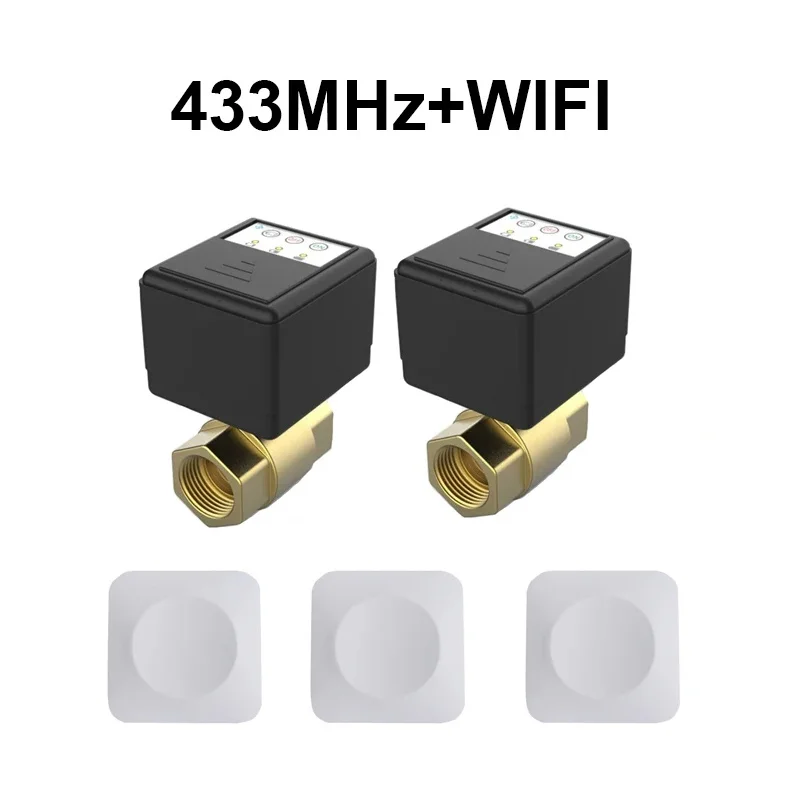 

Wireless Water Leak Sensor 2pcs 433MHZ WIFI Brass Smart Ball Valve DN15 DN20 DN25 and 3pcs Wireless Water Sensor for Overflow