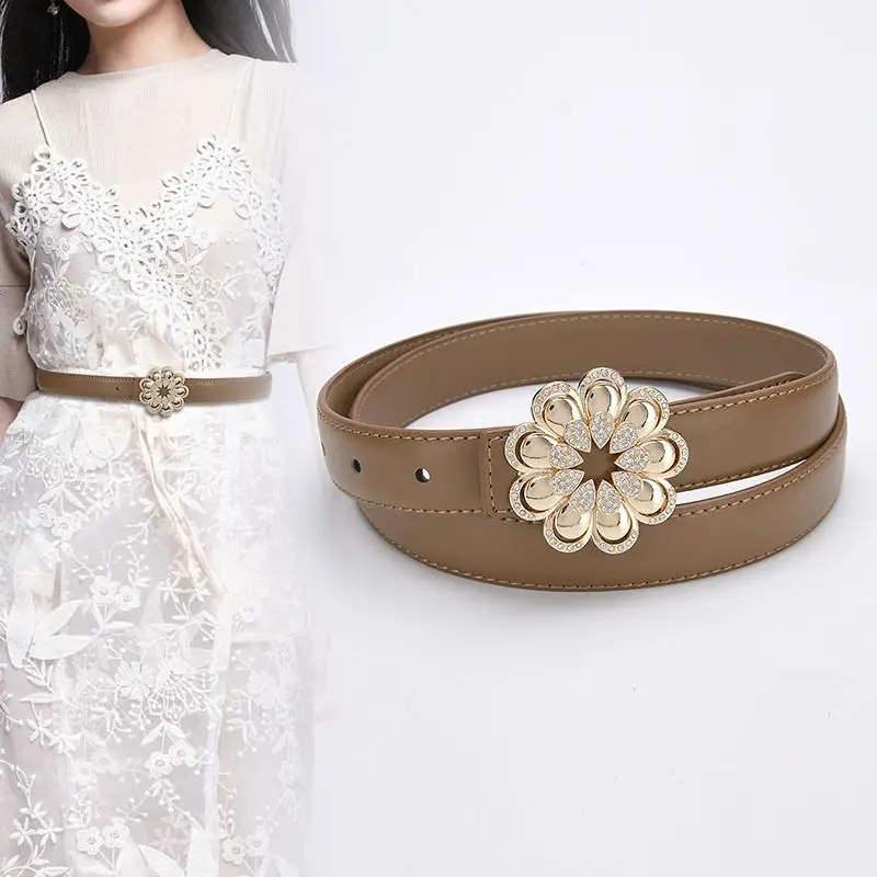 

New Women's Leather Decorative Belt Casual Fashion Versatile Trend Women's Plate Buckle Belt with Jeans Famous Brand Belt Women