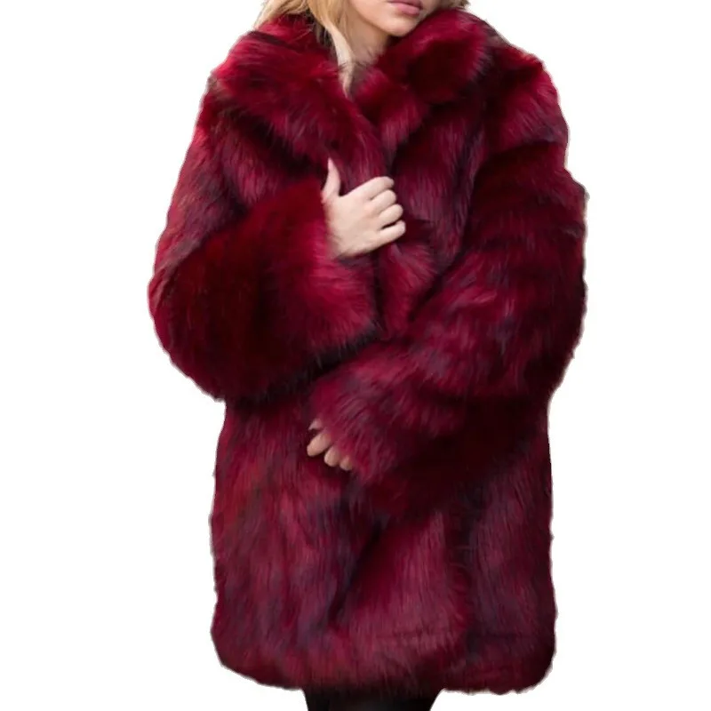 新冬レディースミンクファージャケットスタンドカラー快適フェイクファージャケット女性用厚手オーバーサイズレディース一体型ファーコート