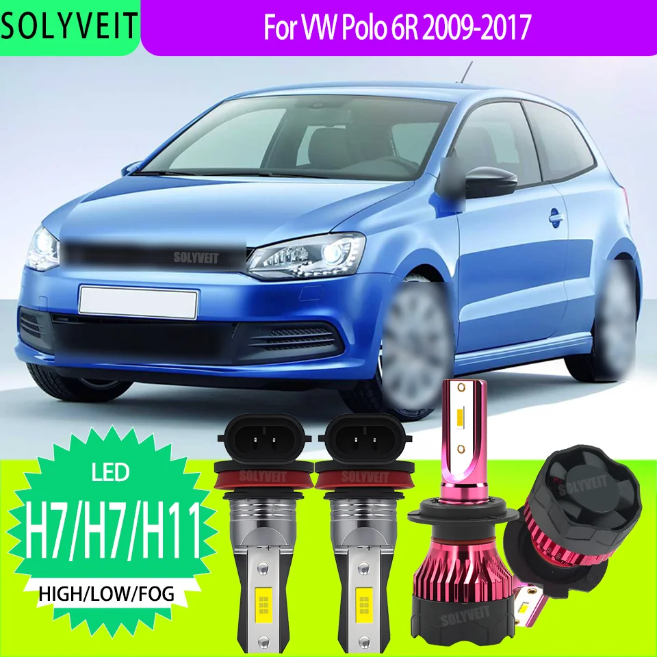 

6000K Bright LED Bulbs for Car Headlights Fog Light Conversion For VW Polo 6R 2009 2010 2011 2012 2013 2014 2015 2016 2017