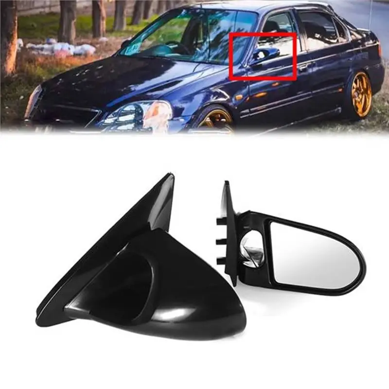 Superior-Car Door Rearview Mirror Side View Mirror Manual Adjustable For Civic EG 2 Door 1992-1995 view 6