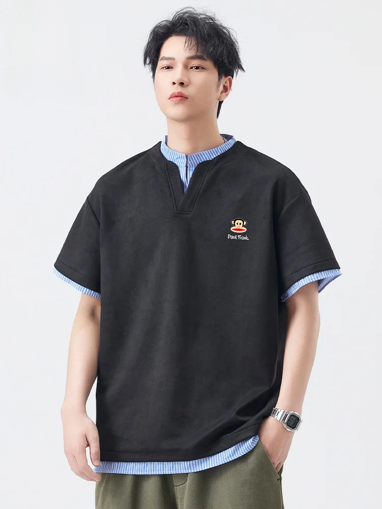 

Мужская летняя футболка Paul Frank с V-образным вырезом, свободного кроя, дышащая, легкая, с анималистическим принтом, базовая модель