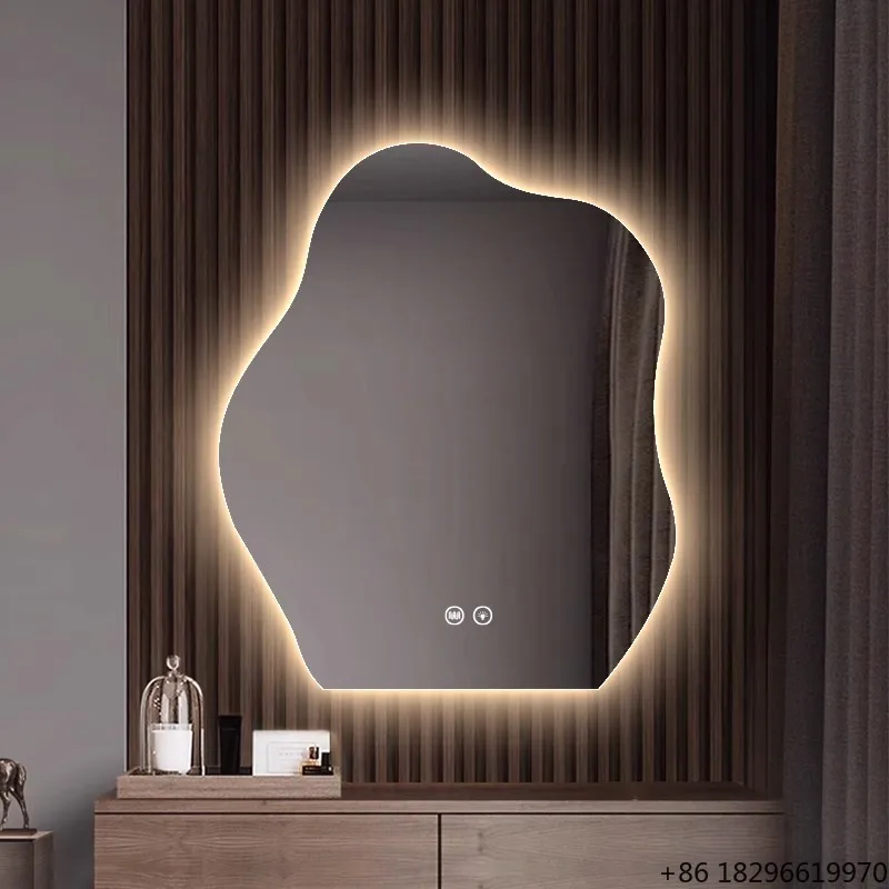 

Internet Celebrity Cloud Shape LED Smart Mirror Irregular Minimalist Wall Mounted Vanity Mirror for Bathroom