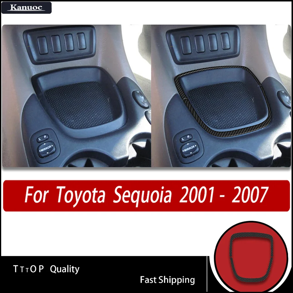 

High-Gloss Carbon Fiber Car Interior Stickers - Central control storage box For Toyota Sequoia XK30 XK40 2001- 2007
