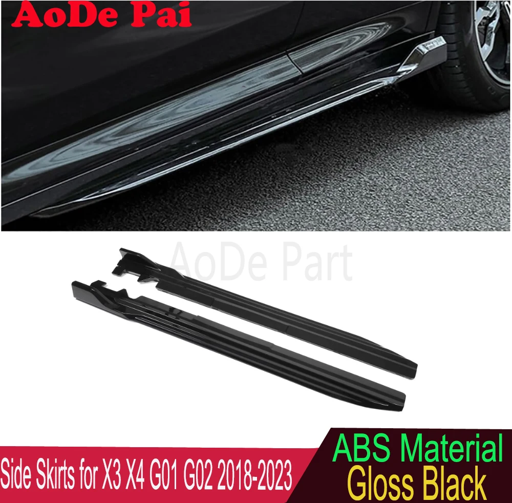 

Gloss Black PP Plastic Material Side Skirts Extension For BMW X3 X4 G01 G02 2018-2023