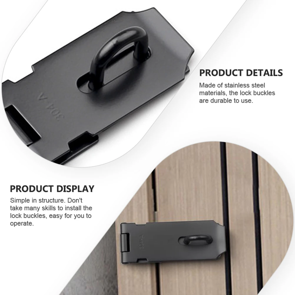 

2 Pcs Thickened Stainless Steel Lock Buckle Latch Safety Door Security Hasps Cabinet Heavy Duty Gate