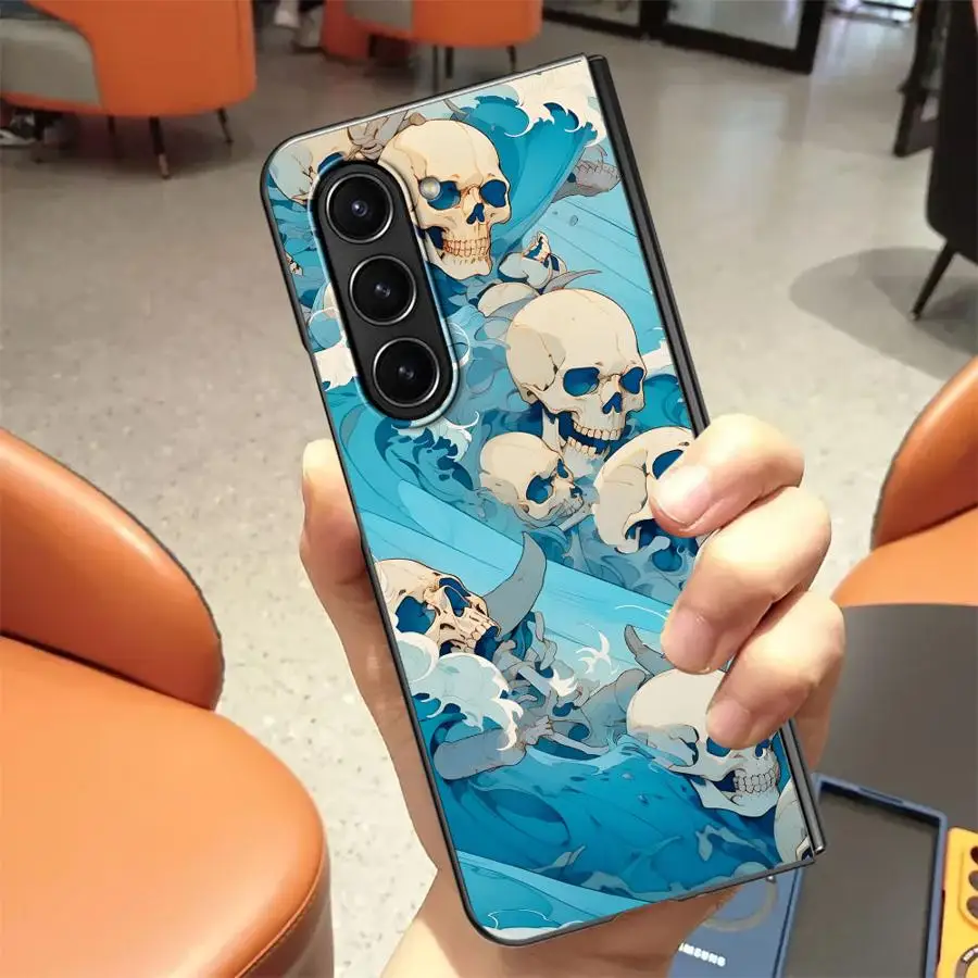 Skull Art Case for Samsung Galaxy Z Fold 7 6 5 4 3 ZFold6 ZFold3 ZFold5 ZFold7 ZFold4 Back Phone Cover