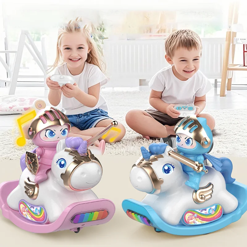 

Remote-Controlled Car Toy, Electric Remote-Controlled Rocking Horse, Interactive Competition Colorful Lights Music