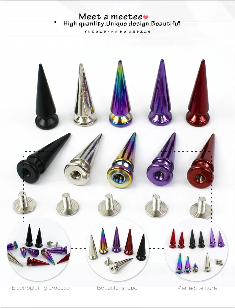 5/10/20Pcs Meetee Metal Punk Rivets Screwback Cone Studs Spikes for Leather Crafts Garment Rivet Bag Decor Nails DIY Accessories