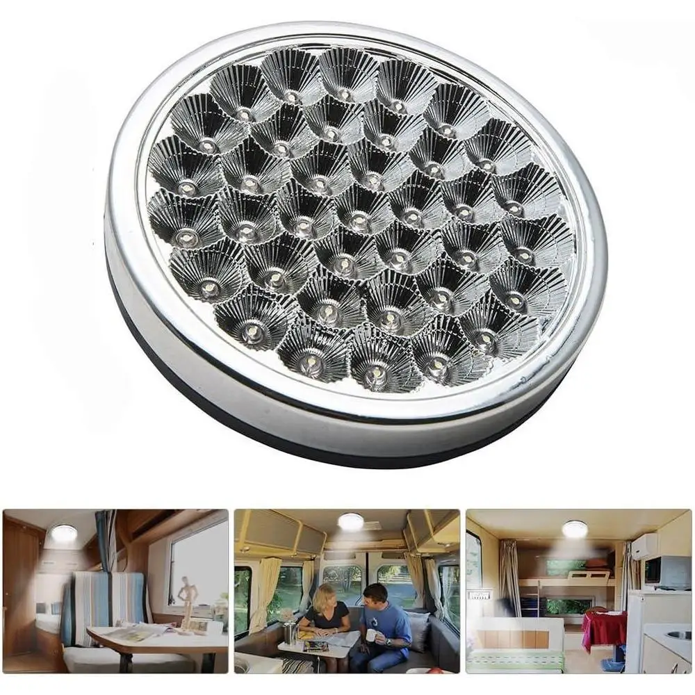 Fit for installation in cars, trucks, caravans, and RVs. Dome Roof Ceiling Interior Light Lamp