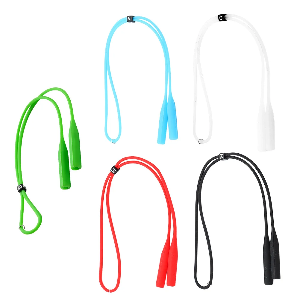 5 Pcs Silicone Glasses Strap Adjustable Eyeglass Neck Lanyards for Id Badges Sunglasses Sports Trendy Holder Frame