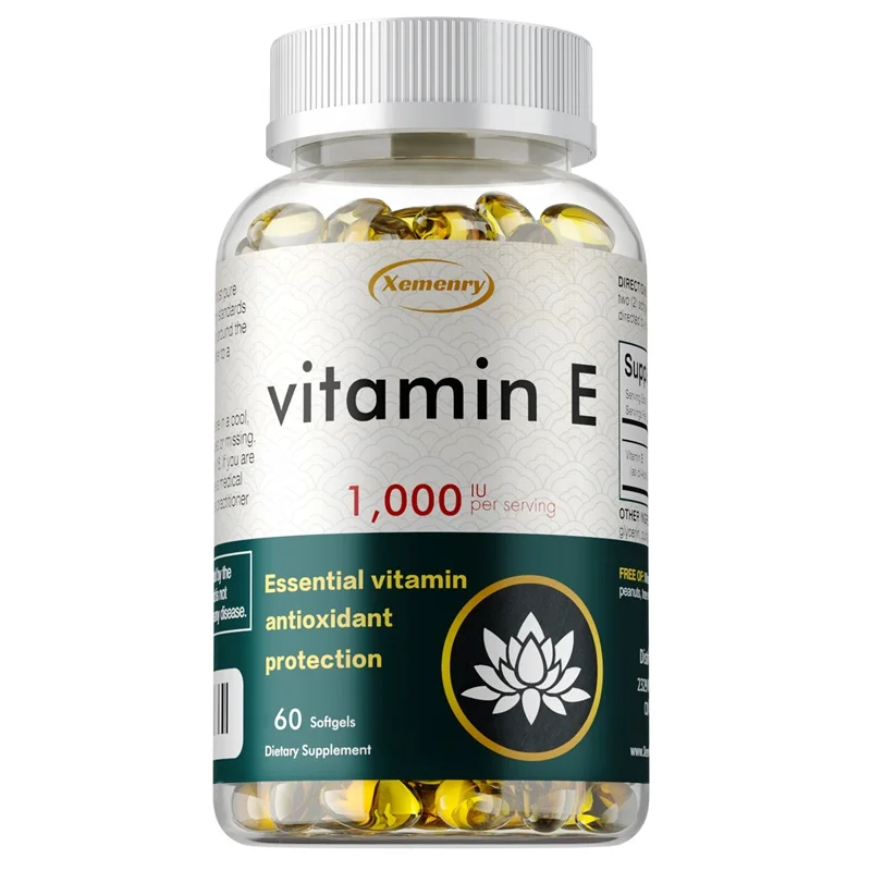 Vitamin E 1000IU Capsules - Supports Skin, Cardiovascular Health, Boosts Immunity, Anti-aging, Reduces Wrinkles