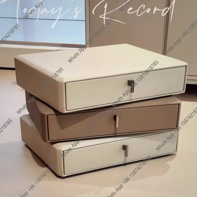 X All Solid Wood Italian Cream Bedroom Three-layer Rotatable Bedside Table Bedside Table Simple Modern Light Luxury Creative Hom