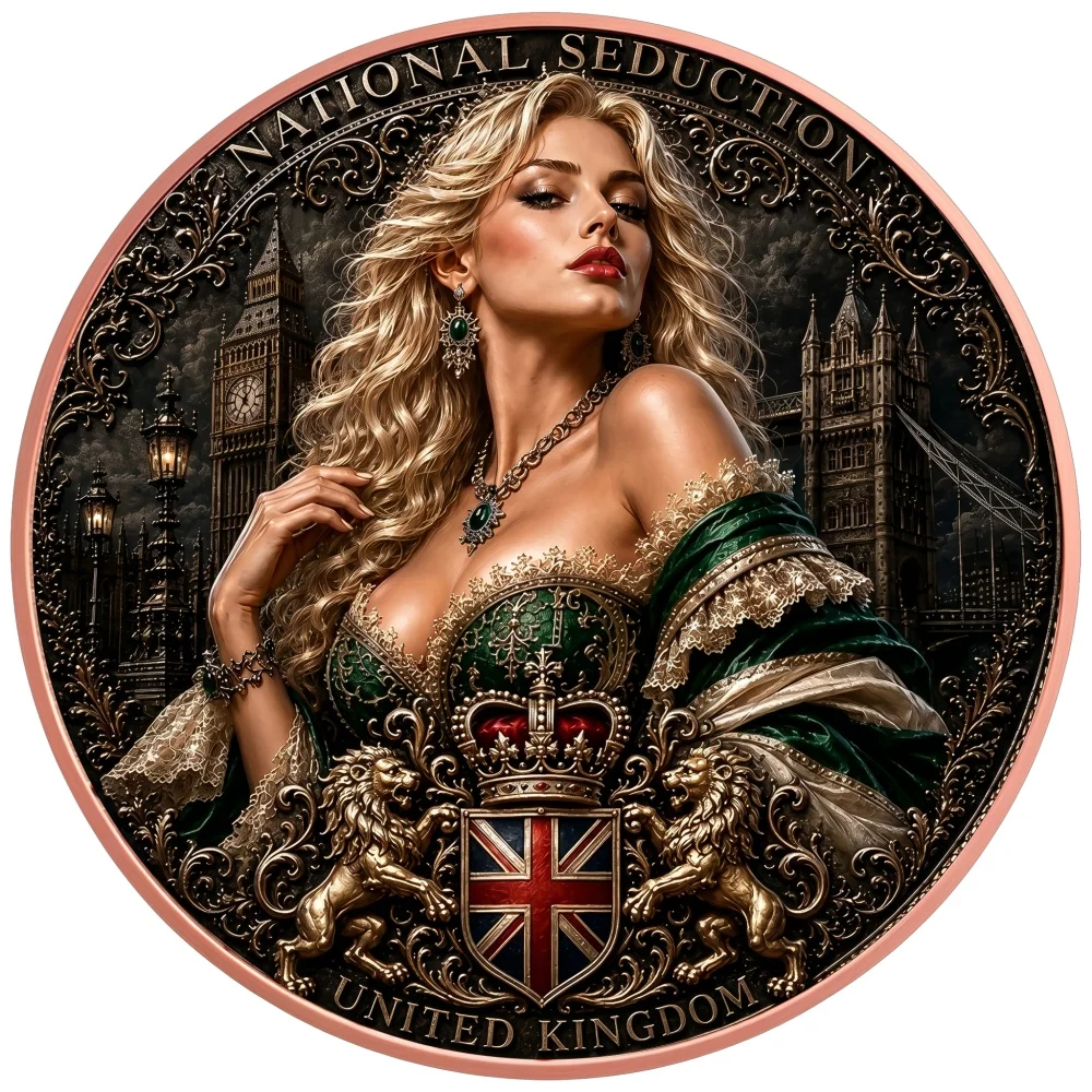UK National Seduction British Goddess 1 oz .999 Fine Copper Coin Lady Pure Copper Commemorative Coin Art Collection Coins