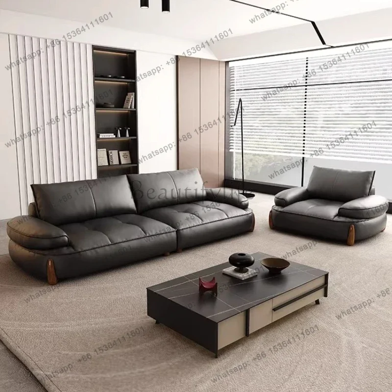 FG Home Comfortable Single Sofa 3 Person Sofa Luxurious Genuine Leather Couch Living Room Sofas And Seating Furniture Armchair