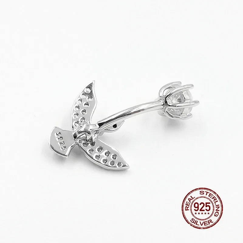 Eagle Belly Ring for Women 925 Sterling Silver Belly Button Ring Zircon Hawk Dangle Belly Navel Piercing Body Jewelry