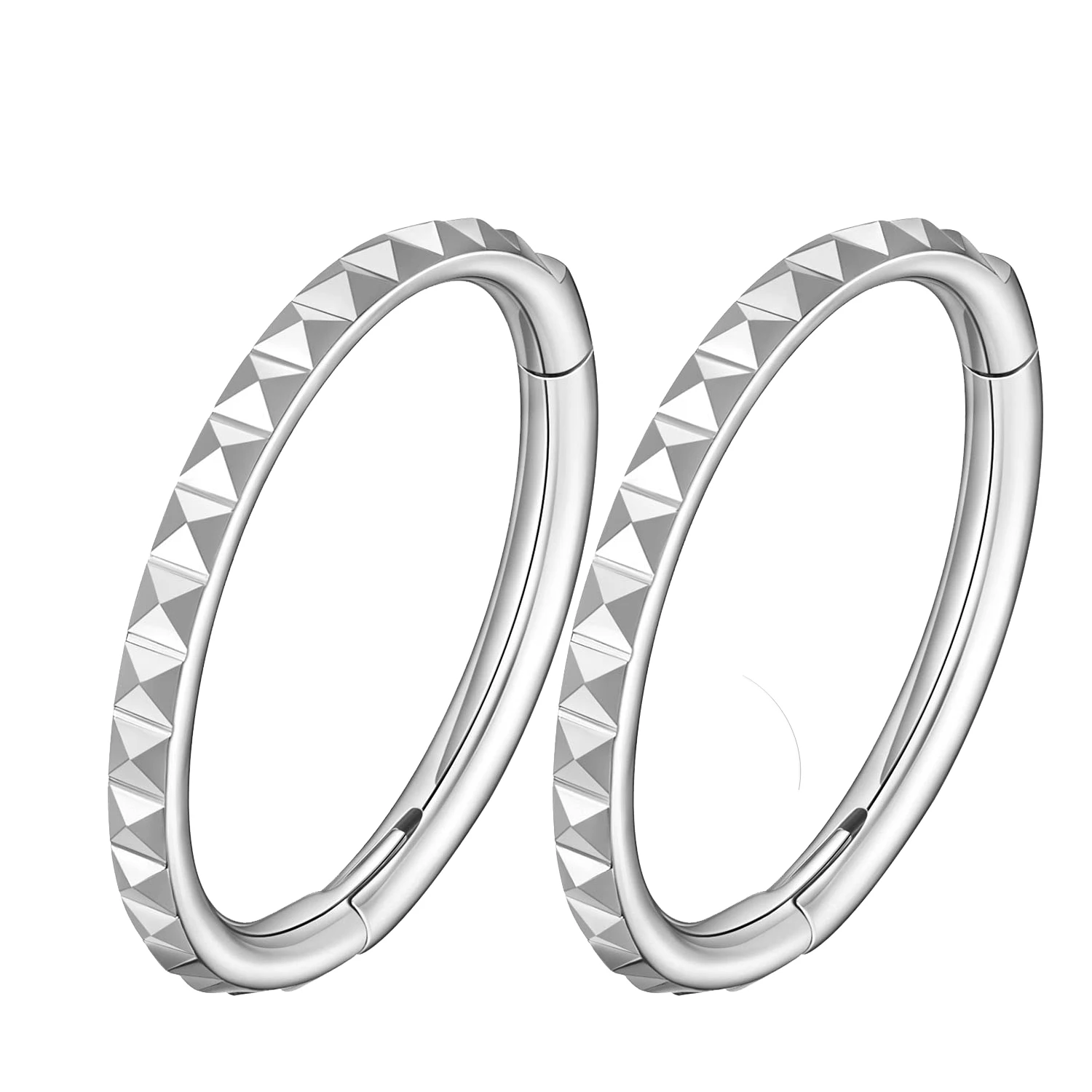 Pyramid Hinged Nose Ring Hoop in Titanium