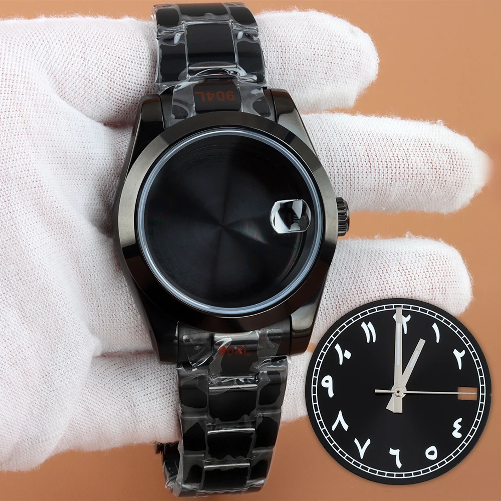 

Black NH35 36mm 39mm Watch Case Oyster Strap With 28.5mm Arabic Numerals Dial Hands Set Stainless Steel Fit NH35 NH36 Movement