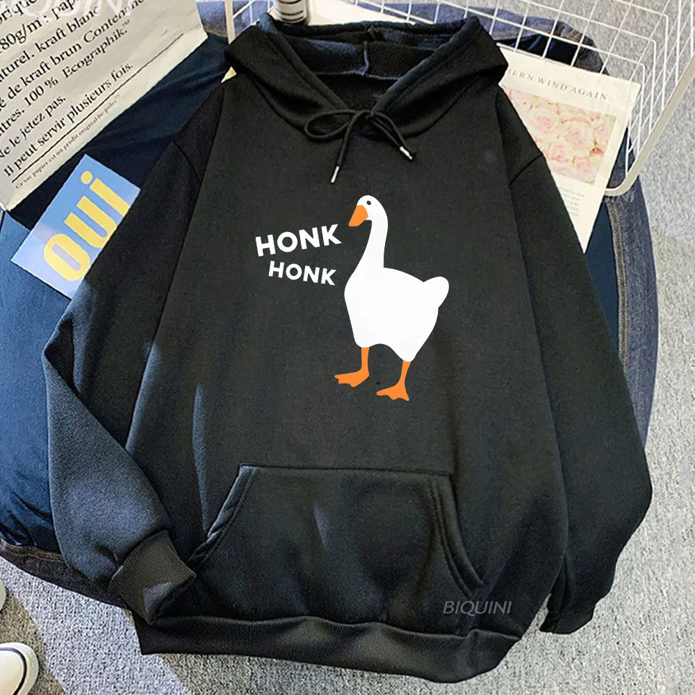 Honkus Ponkus Goose การ์ตูนกราฟิก Hoodies ผู้ชาย/ผู้หญิง Casual Pullovers ฤดูใบไม้ร่วงขนแกะเสื้อผ้าคุณภาพสูงการพิมพ์เสื้อ