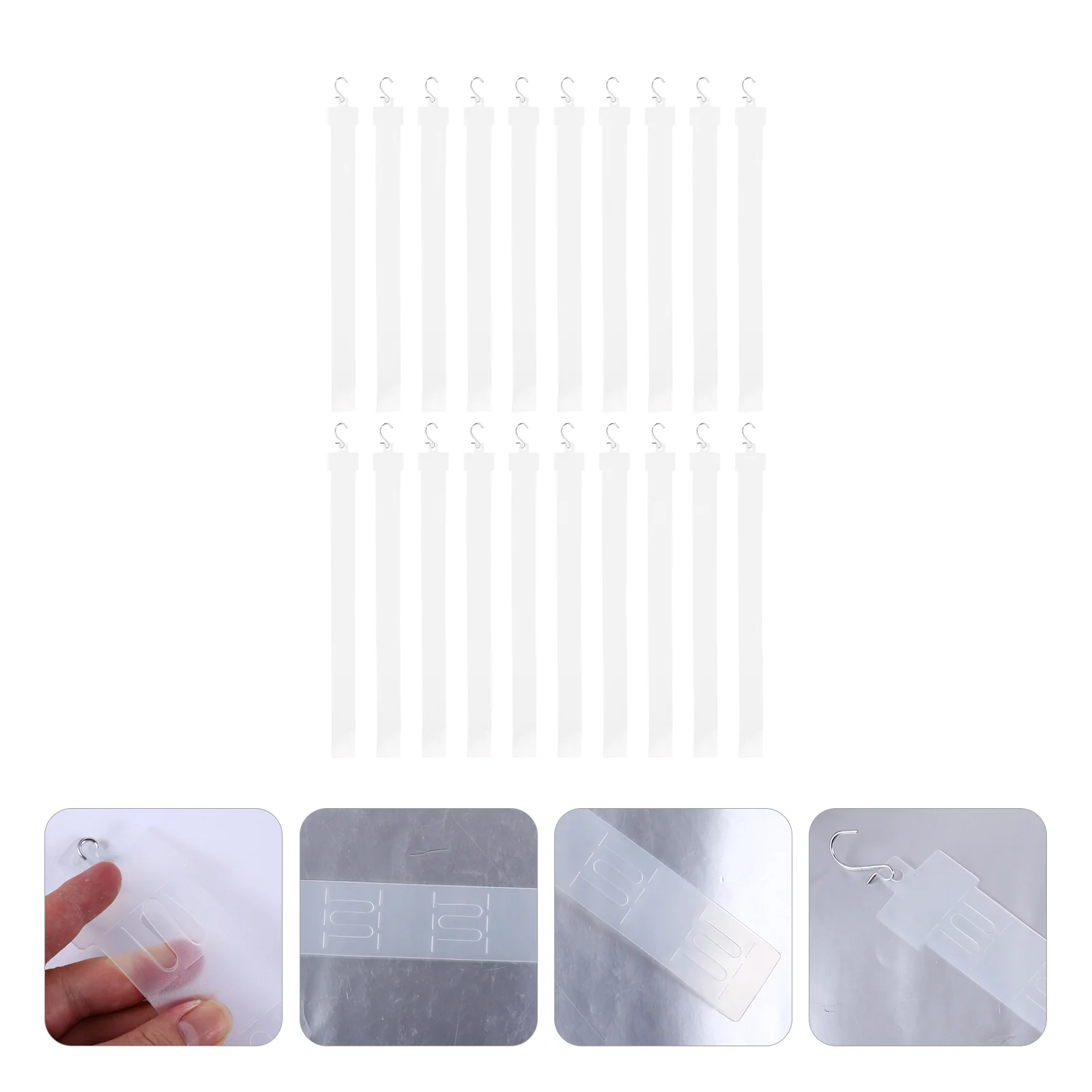 20 Pcs Hanging Strip Picture Wire Displaying Hooks Plastic Merchandise Clip Hanger Peg Board