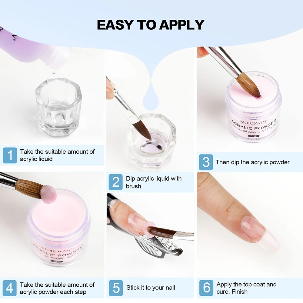 Crystal Monomer Liquid and Brush Nail Powder Kit, Professional Acrylic for N64.Liquid Set, Extension for Mayor Inner DIY, 8Pcs Set