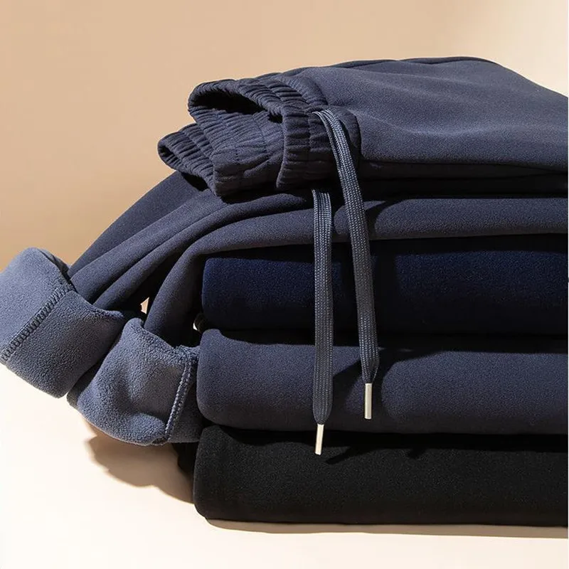 Winter Thick Men's Fleece Pants Thickend Mens Warm Cotton Trousers Casual Sports Pants Sweatpants Bottoms Plus Size XXXXL